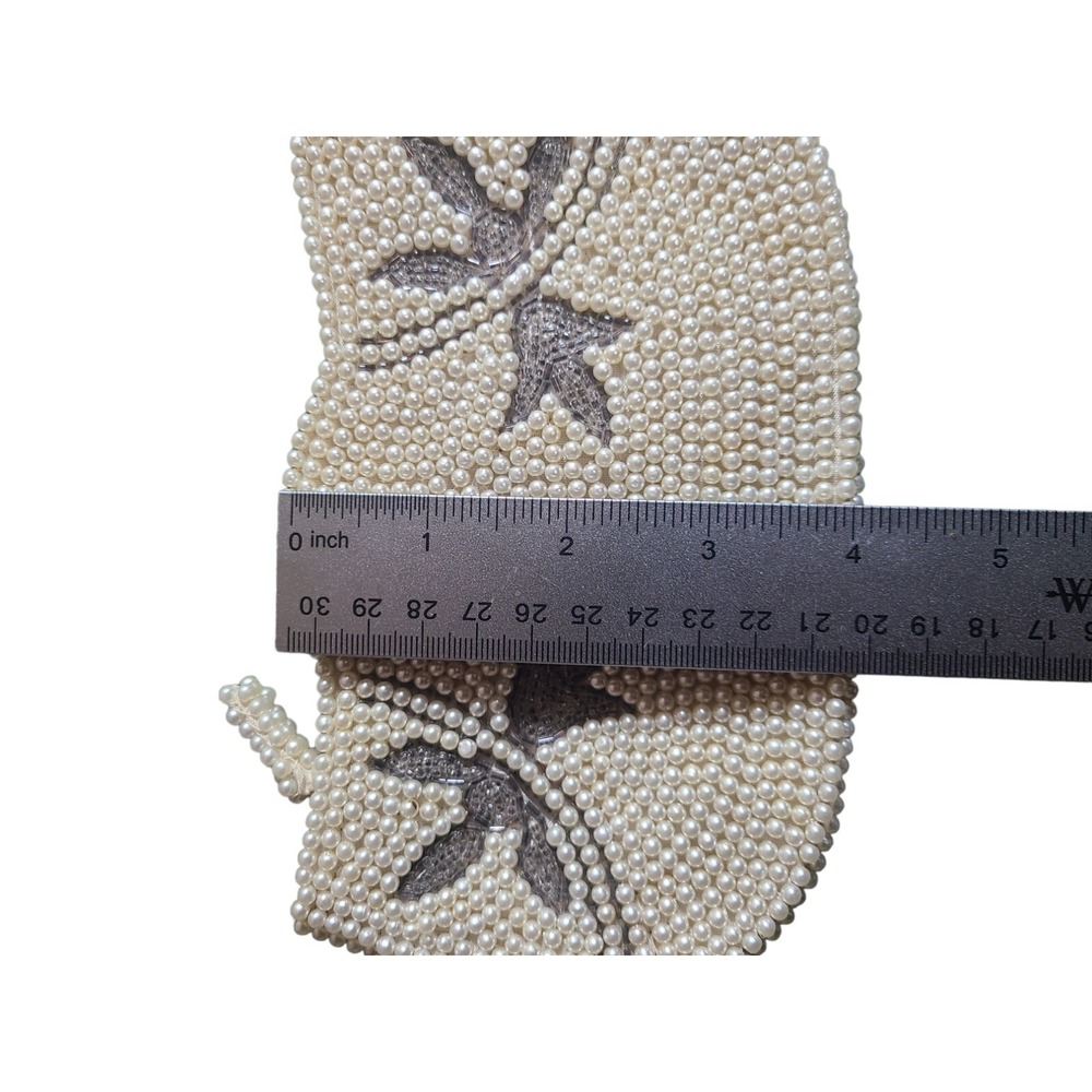 Vintage PEARL BEADED PURSE Evening Bag Clutch Zipper Top - Picture 6 of 6